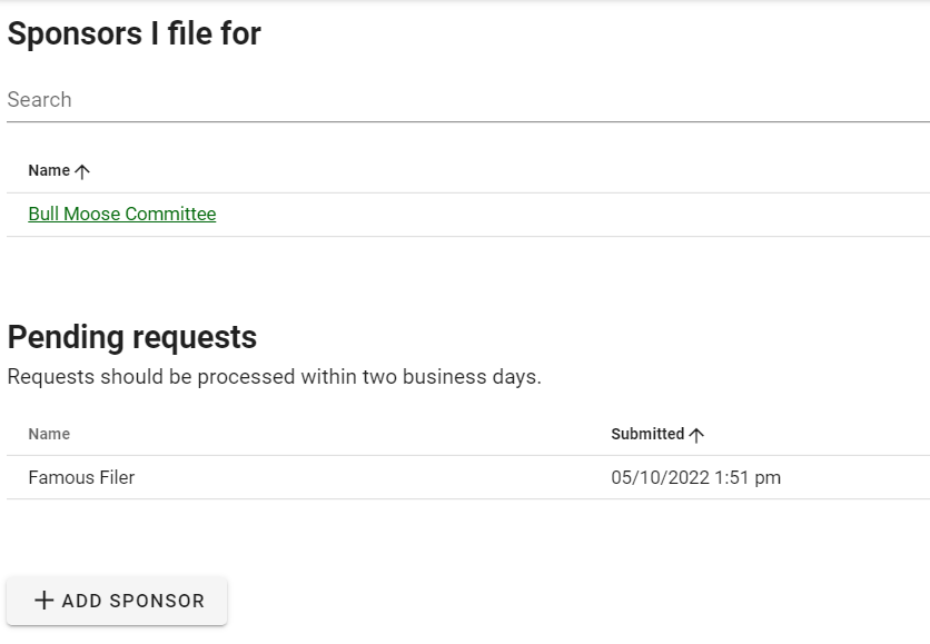 Screen image showing pending request field