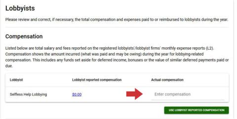 Lobbyist compensation