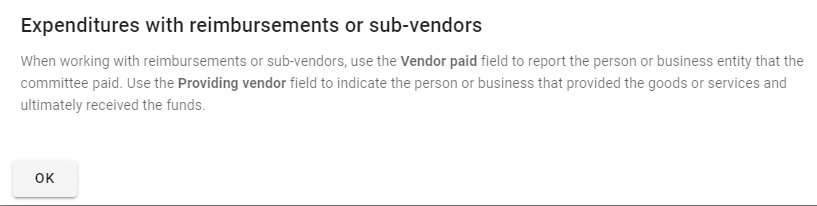 Screen shot of ORCA showing vendor paid and providing vendor fields