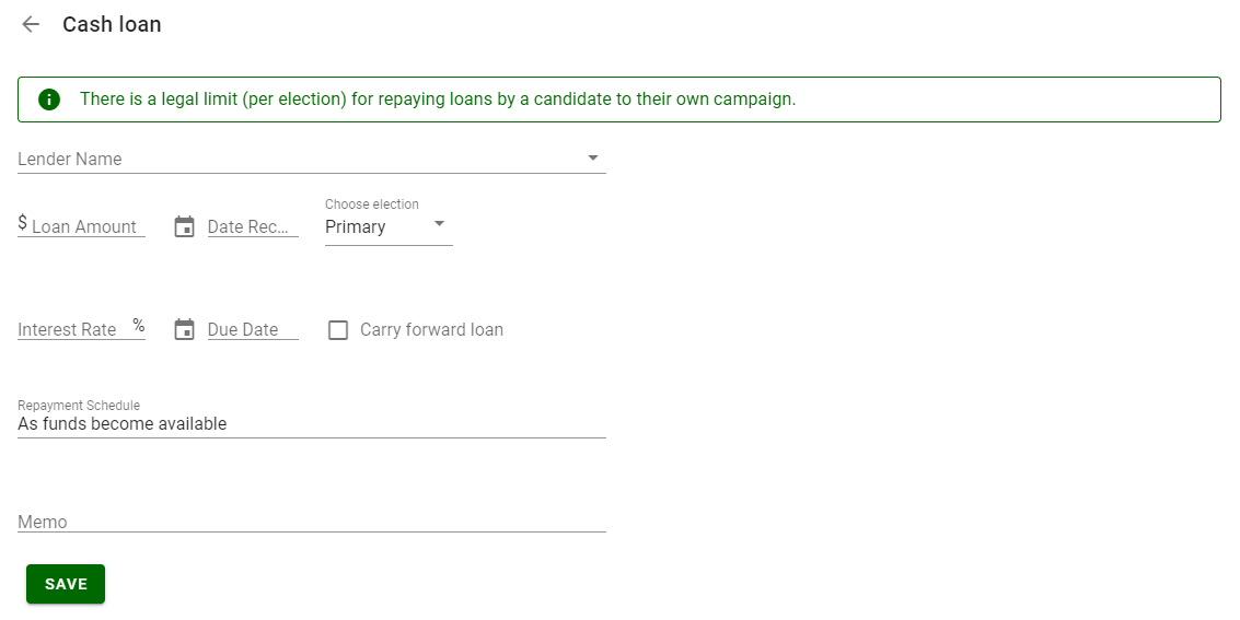 Image of candidate loan screen